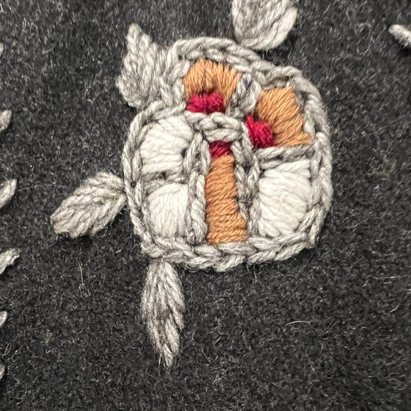 Together Vintage Wool Embroidered Button Vest, Pockets, Gray, XL - Picture 5 of 10